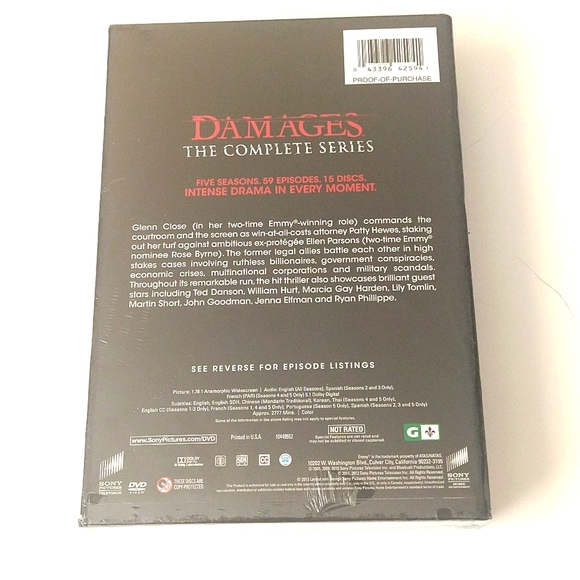 New sealed Damages The complete Series DVD Set Glenn Close Rose Byrne - Picture 2 of 5